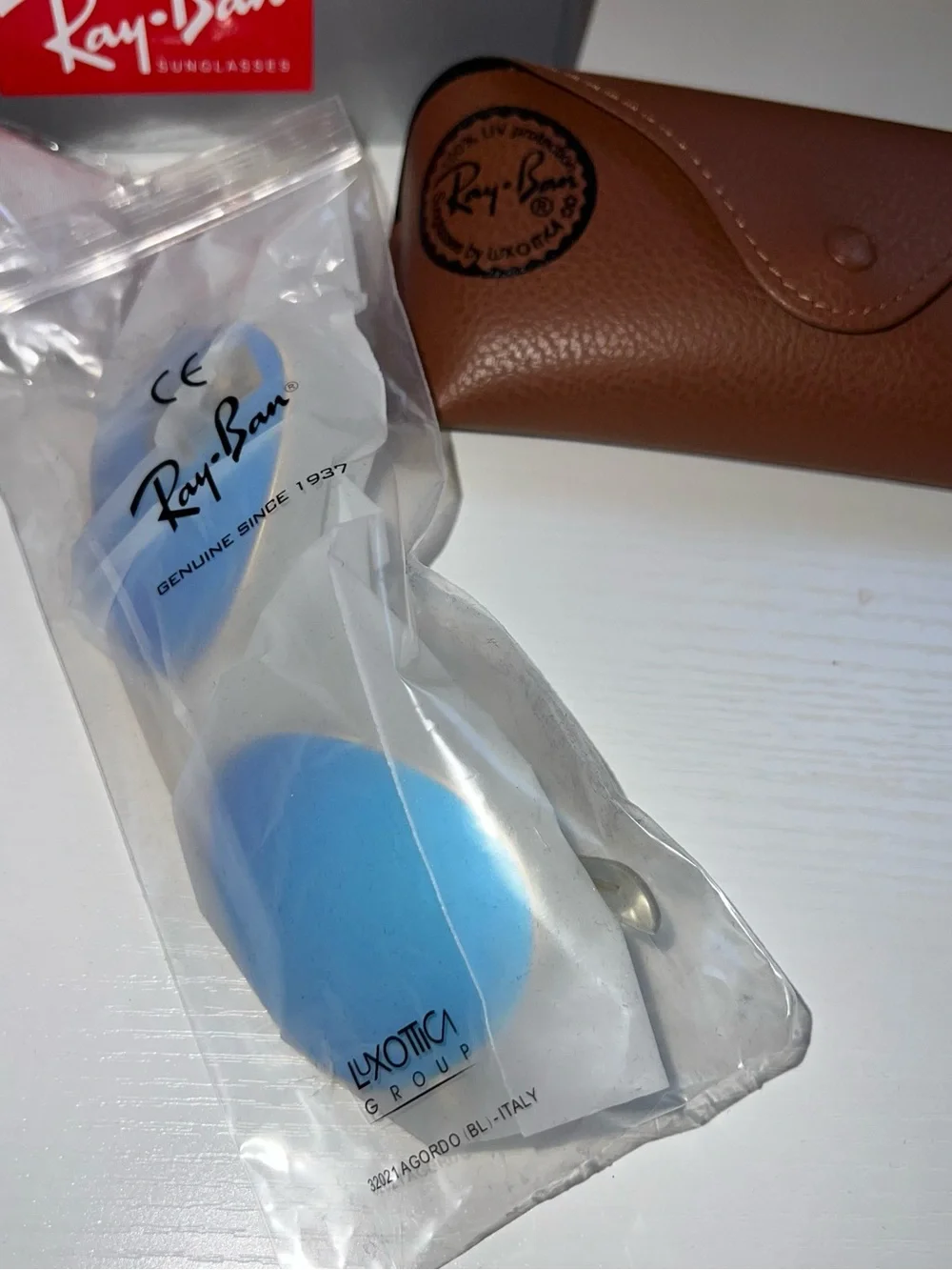 Ray-Ban Gold Frame Sunglasses with Blue Mirrored Lenses